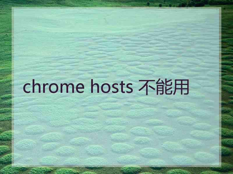 chrome hosts 不能用 chrome hosts 不能用