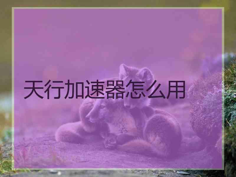 天行加速器怎么用