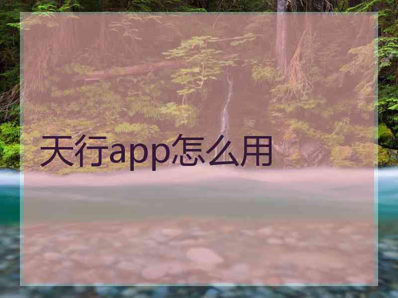天行app怎么用