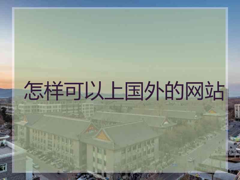 怎样可以上国外的网站