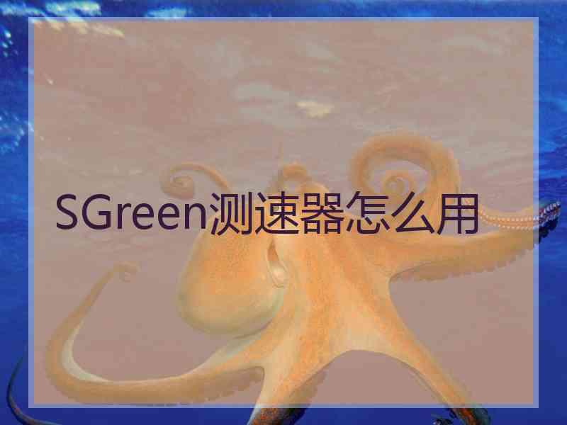 SGreen测速器怎么用