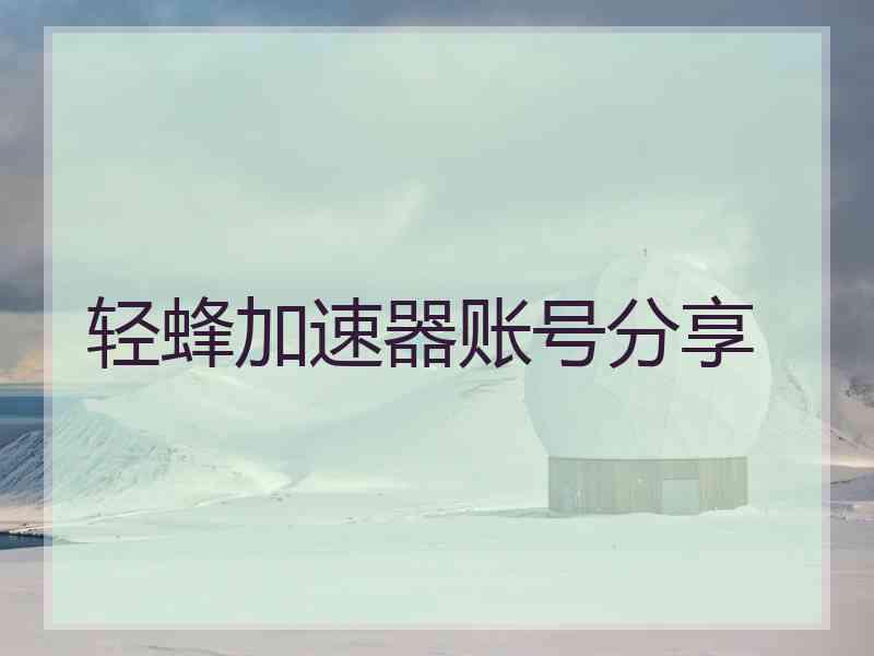 轻蜂加速器账号分享