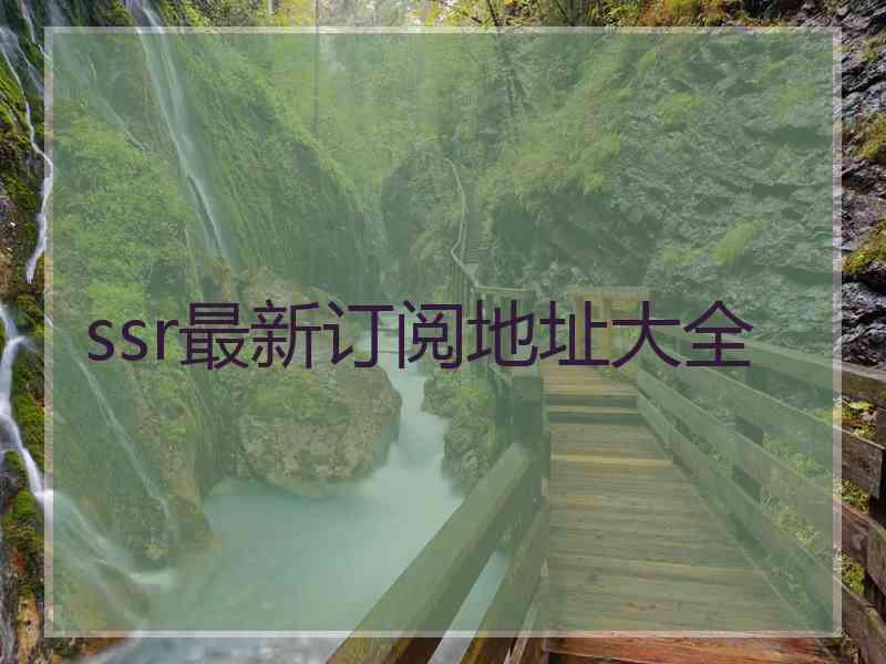 ssr最新订阅地址大全