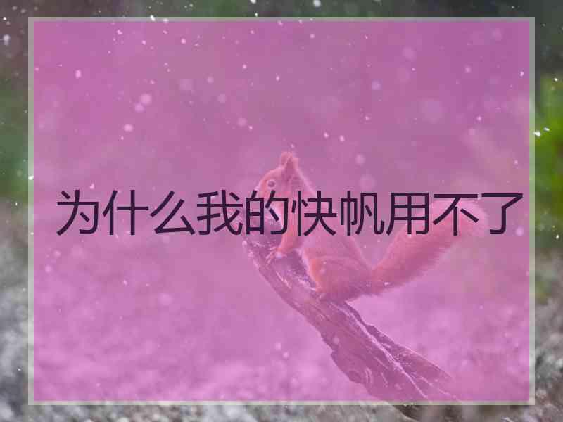 为什么我的快帆用不了