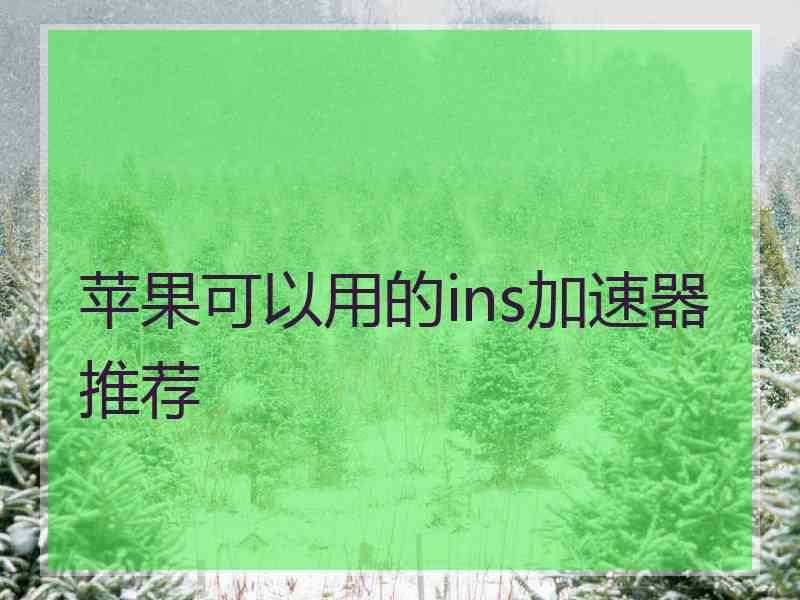苹果可以用的ins加速器推荐