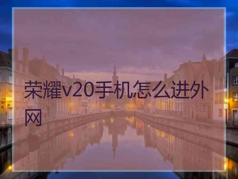 荣耀v20手机怎么进外网