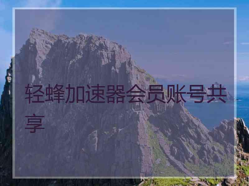 轻蜂加速器会员账号共享