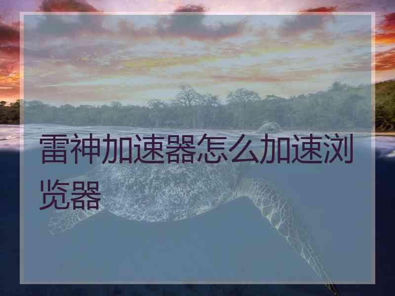 雷神加速器怎么加速浏览器